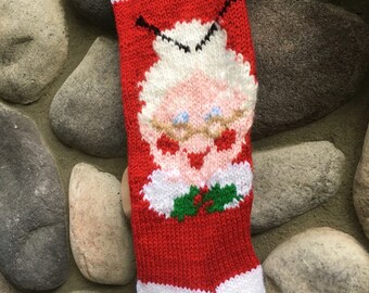 Mrs. Claus Vintage Reproduction Knit Christmas Stockings - Acrylic