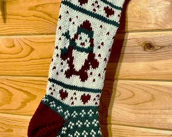Knit Christmas Stocking Penguin - Handmade & Ready to Ship!
