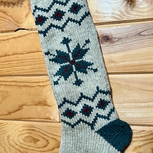 Original Weihnachtsstrumpf, handgestrickter Strumpf, Vintage Knit Weihnachtsstrumpf