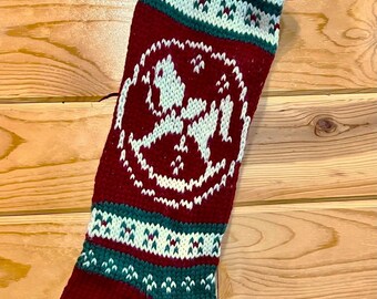 Knit Christmas Stocking Rocking Horse - Handmade & Ready to Ship! Personalized Free