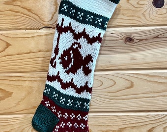 Knit Christmas Stocking Fish, Handmade, Ready to Ship, Personalized free.