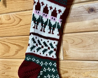 Knit Christmas Stocking,  Gnome,  Ready to Ship, Personalized Free