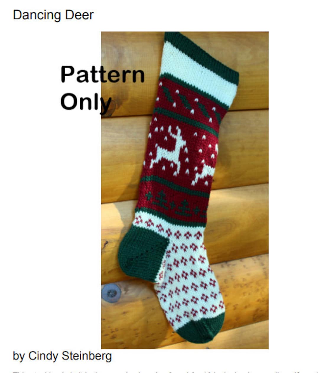 Christmas Stocking Knitting Pattern Dancing Deer - Etsy