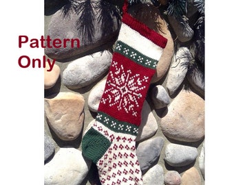 Christmas Stocking Knitting Pattern Nordic Snowflake - Etsy