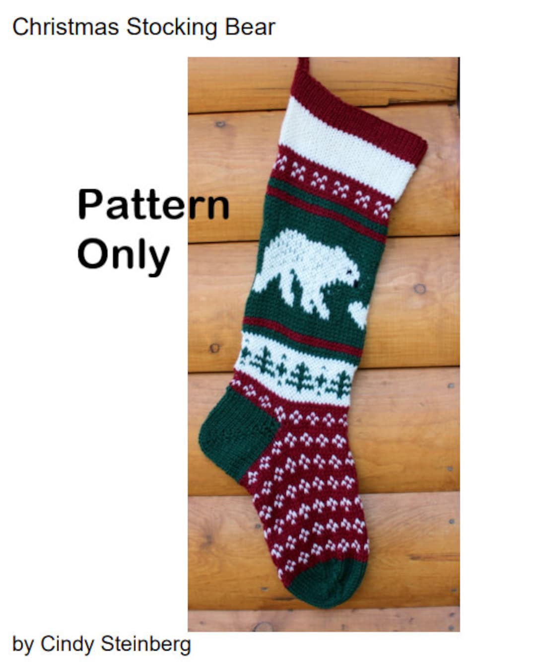 Christmas Stocking Knitting Pattern Polar Bear Etsy