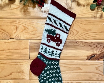 Knit Christmas Truck with Christmas Tree - Ready to Ship - Personalized Free