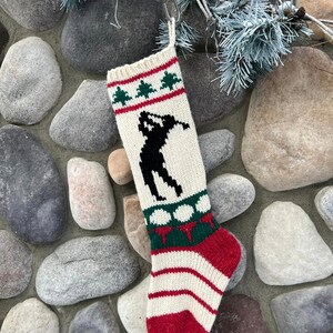 Original Christmas Cove Stocking,  Golfer stocking, hand knit stocking, Vintage Knit Christmas Stocking