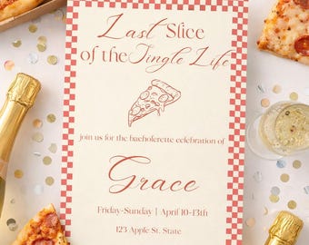 Letzte Scheibe des Single-Lebens - Bachelorette Einladung Canva Template