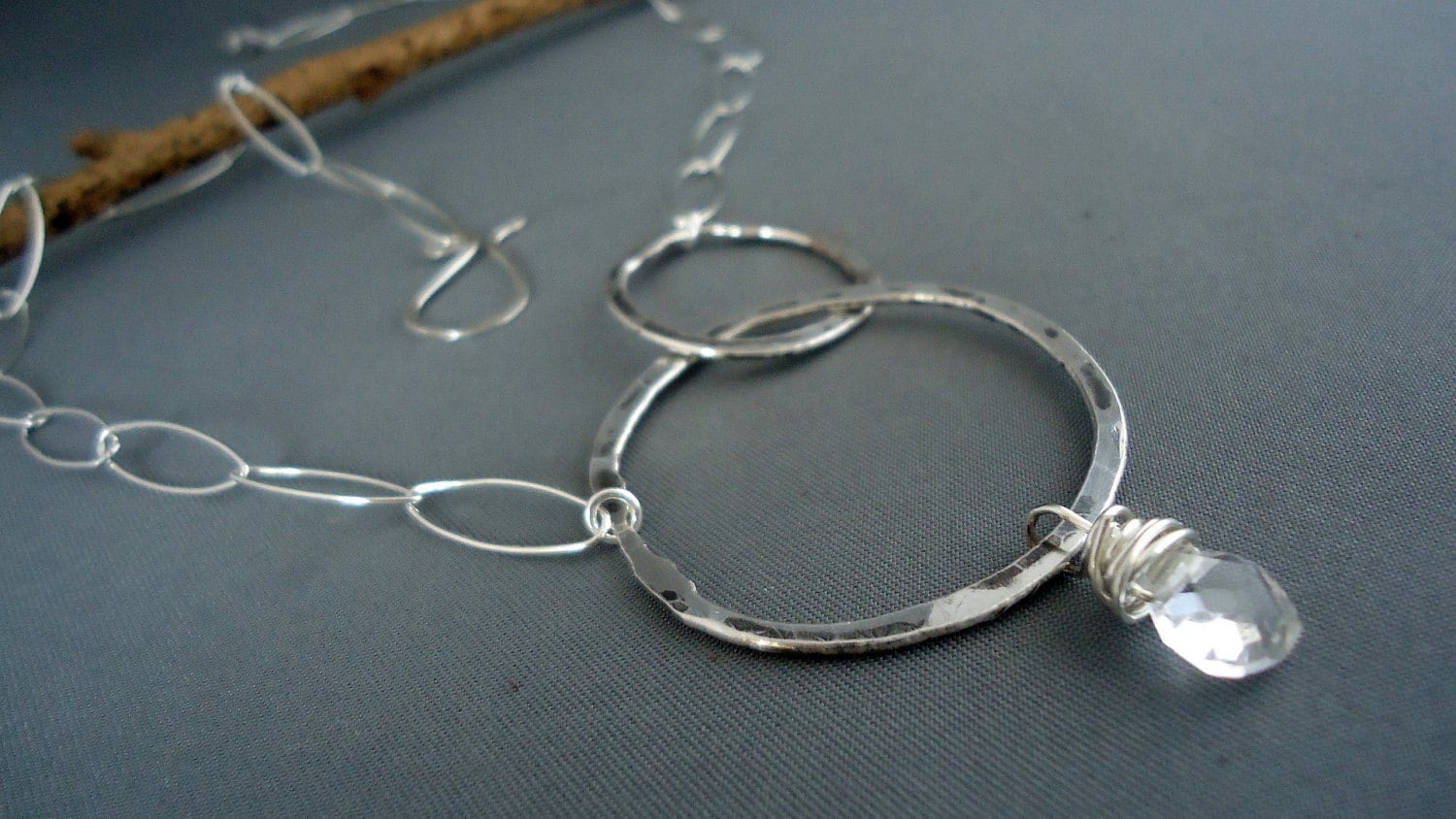 •STRAY• faceted pyrite organic tear + silver necklace (various lengths)
