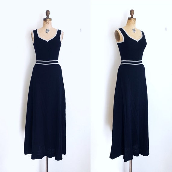 Vintage Roncelli Dress / 1970s Knit Maxi Dress / 7