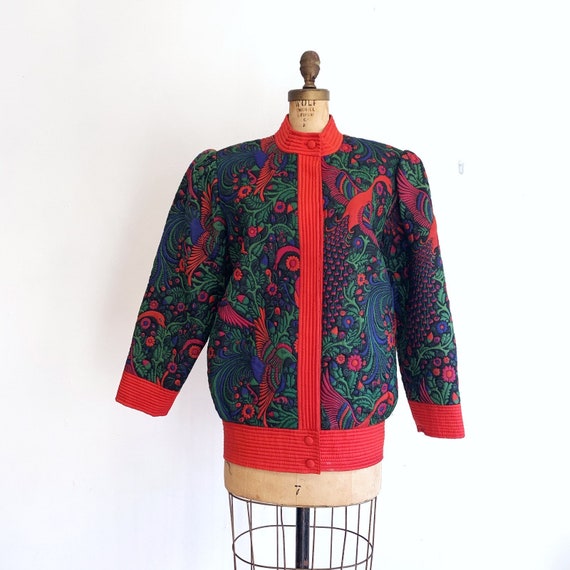 Vintage Trapunto Silk Jacket / Quilted Silk Jacket
