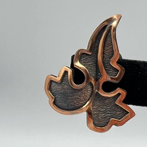 Vintage Earrings Copper Leaf Earrings Modernist M… - image 3