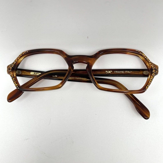 Vintage Eyeglasses Italy Rhinestones Tortoise 1950