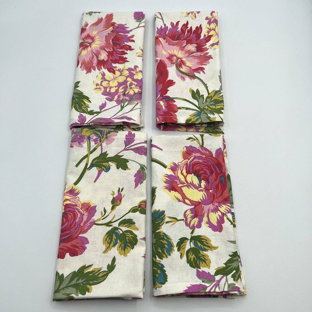 APRIL CORNELL Napkins Cotton Floral Flowers 16 Square Etsy