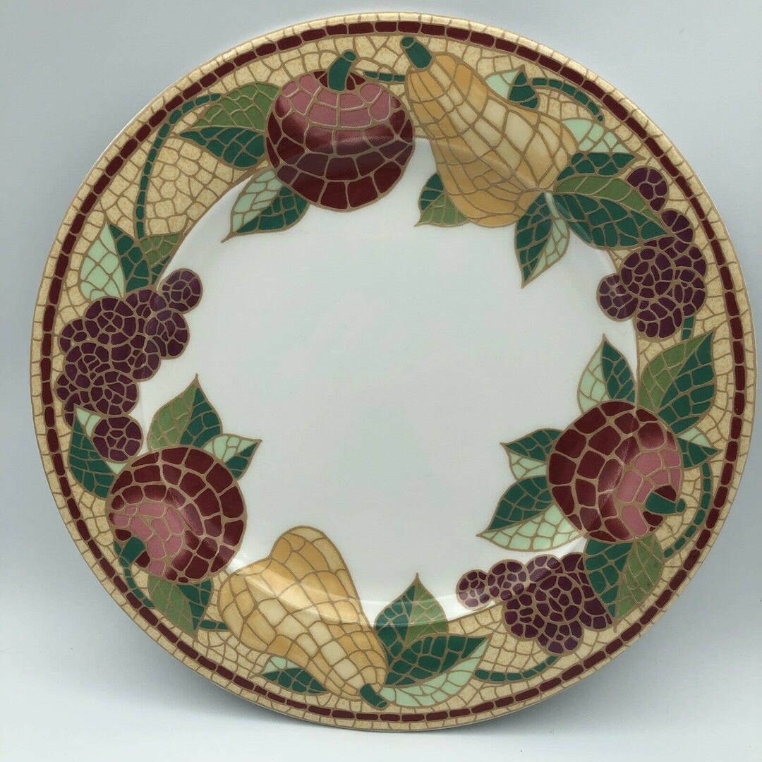 Set of 3 Pier 1 Dinner Plates Earthenware Mosaic Fruit Plates Etsy