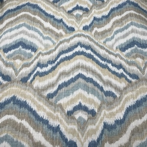 Vintage Fabric DURALEE Agate Blue Cotton Upholstery Flamestitch 54" x 2 1/4 yds