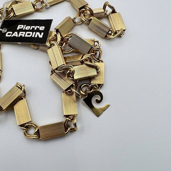 Vintage PIERRE CARDIN Necklace Links Gold Tone Long NWT 40"