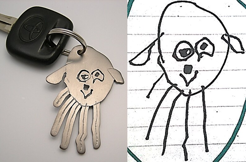 Your child's drawing on key chain for DAD durable image 0