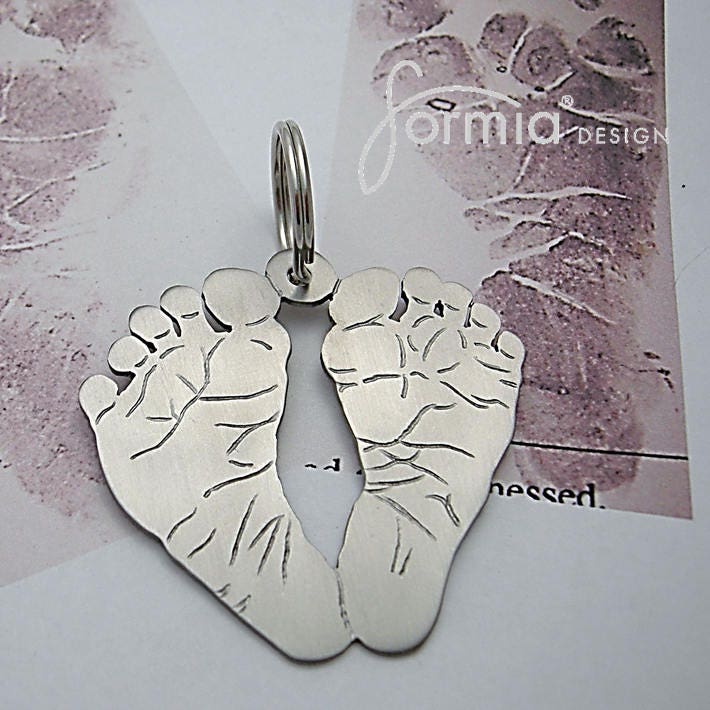 Keychain from baby footprint babyfeet as a key ring babyfoot Etsy