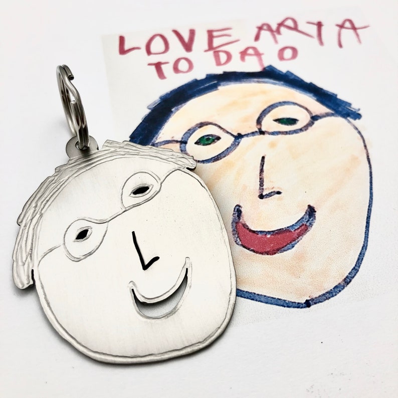 Your child's drawing on key chain for DAD durable image 3