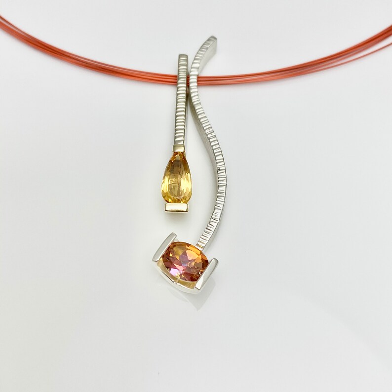 Elegant Imperial Topaz pendant combination pendant, gemstone drop pendular pendant image 2