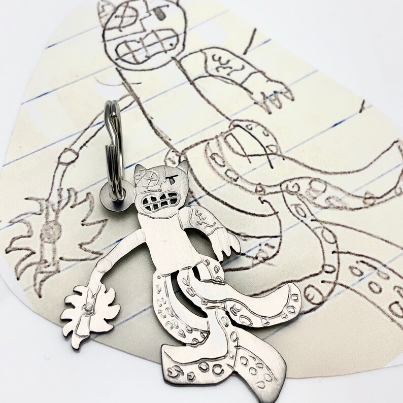Your child's drawing on key chain for DAD durable image 6
