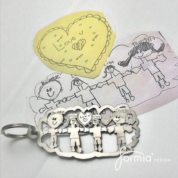 Rysunek Twojego Dziecka Jako Brelok Custom Handmade Tytan Keychain Własne Wzornictwo Grafika W Metal Kids Art Breloczek Do Kluczy Upominki