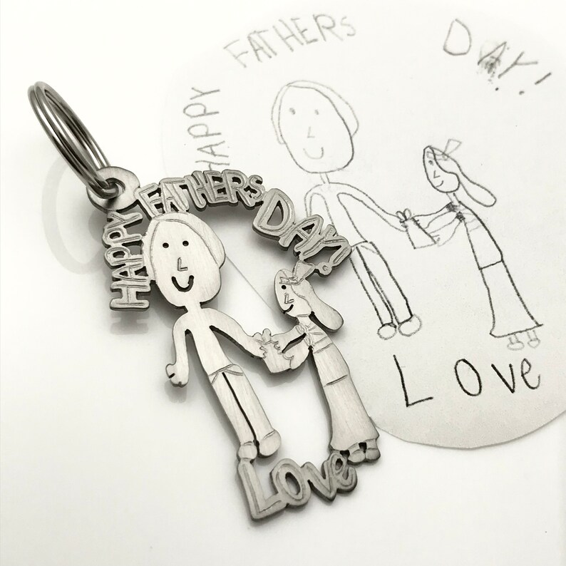 Your child's drawing on key chain for DAD durable image 2