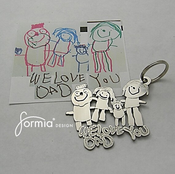 Rysunek Twojego Dziecka Jako Brelok Custom Handmade Tytan Keychain Własne Wzornictwo Grafika W Metal Kids Art Breloczek Do Kluczy Upominki