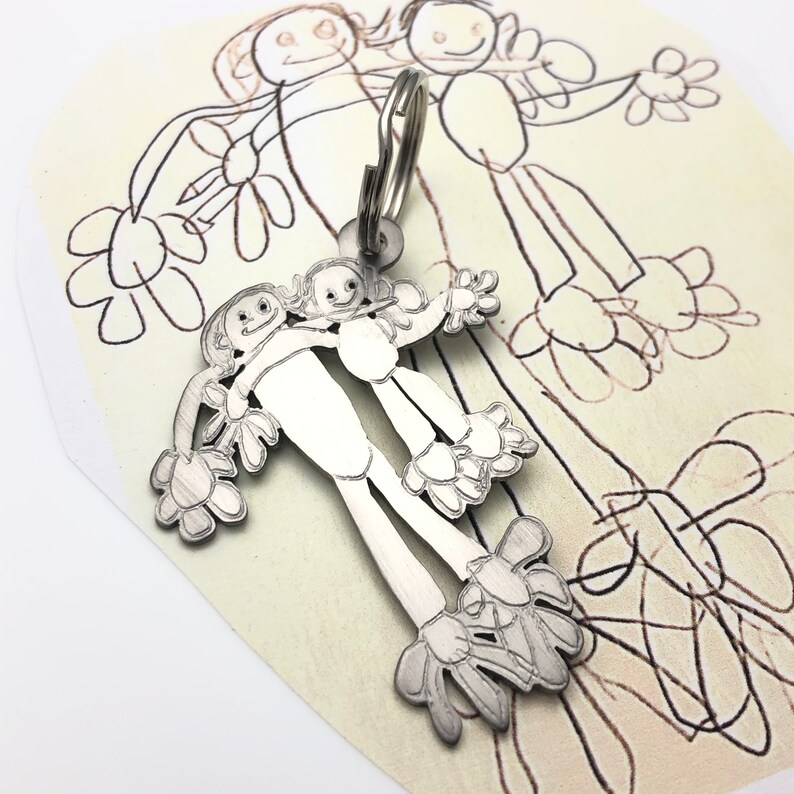 Your child's drawing on key chain for DAD durable image 4