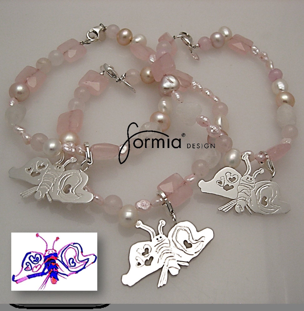 Beaded bracelet with your own drawing as a charm movable Etsy