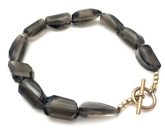 smokey quart nugget bracelet, dark brown bracelet, smokey quarts bracelet, quartz bead bracelet