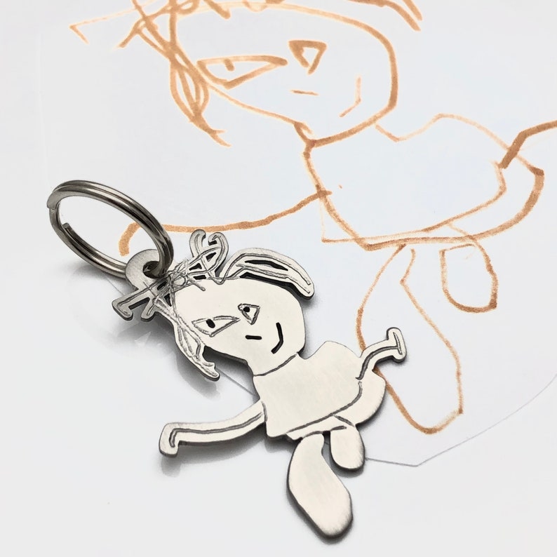 Your Child's Drawing as Keychain Custom Handmade Titanium Etsy