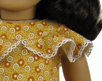 Jaren &#39;30 sprookjesjurk PDF naaipatroon voor 18 inch American Girl pop Kit en Ruthie rucheskraag
