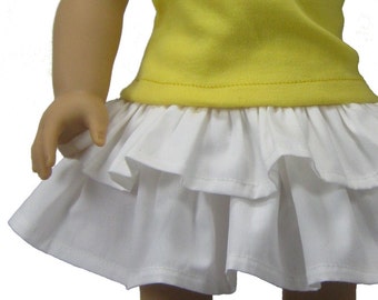 Eigentijds T-shirt en rok PDF-naaipatroon voor 18 inch American Girl pop Spring Fling