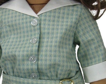 1900s Sailor Dress PDF sewing pattern for 18 inch American Girl Doll drop waisted button front