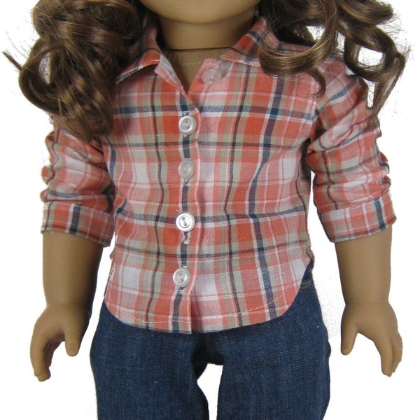 PDF Sewing Pattern 18 inch doll jeans and button down shirt modern twilight bella style for American Girl Doll