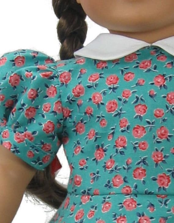PDF sewing pattern 1940s Worlds War II Classic Dress for 18 inch American Girl Dolls Peter Pan collar