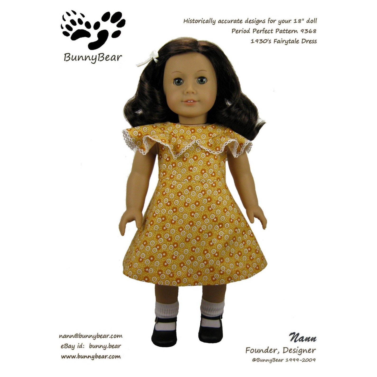 1930s Fairytale Dress PDF Sewing Pattern for 18 Inch American Girl Doll ...