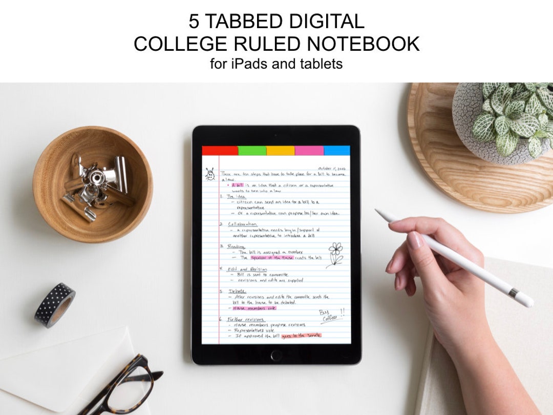 Blank Notebook Digital 5 Tab Student Notebook Template | College ...
