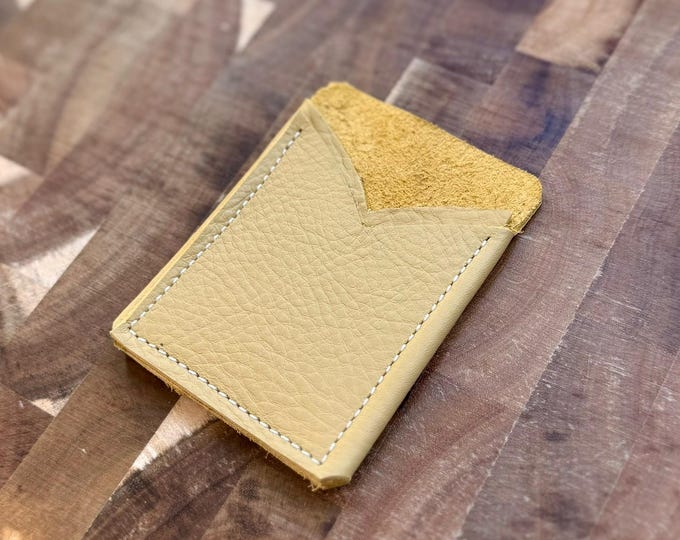 Pale Yellow Leather Boot Top Card Wallet