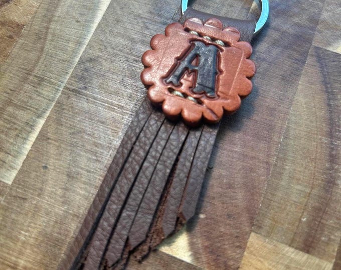 Custom Leather Initial Keychain