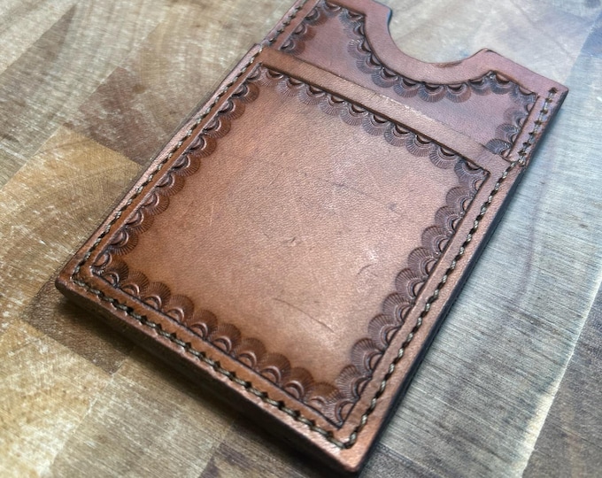 Brown Leather Border Stamped Card Wallet
