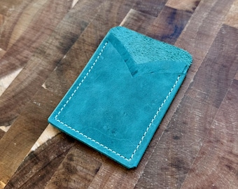 Teal Leather Boot Top Card Wallet