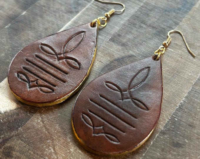 Boot Scootin’ Leather Earrings (Gold Edge)