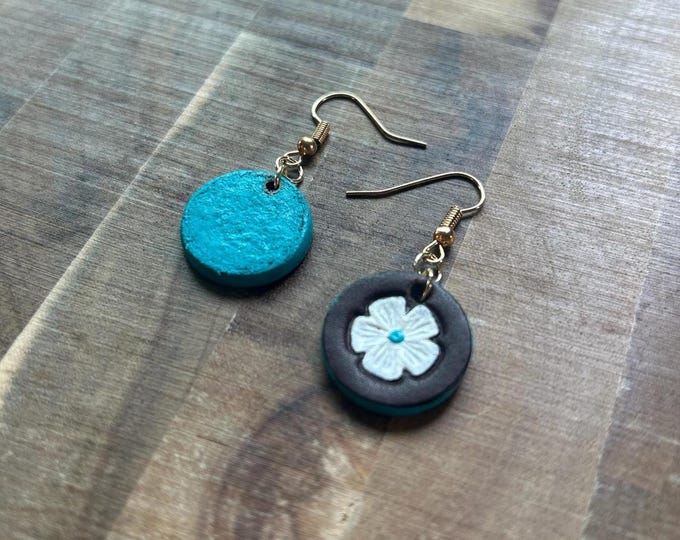 Itty Bitty Leather Flower Earrings