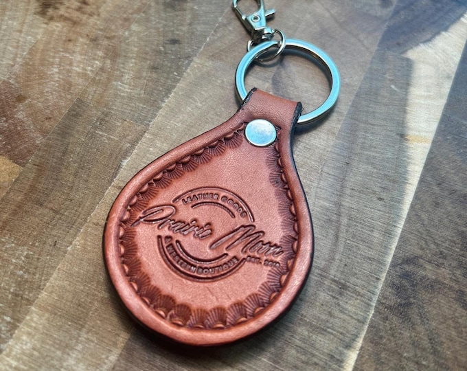Brown Leather Prairie Moon Keychain