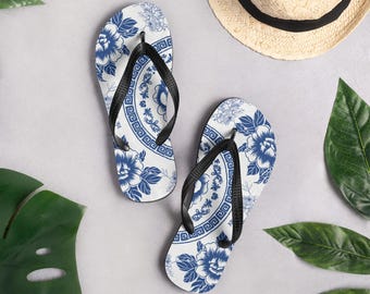 Tongs en porcelaine de Chine : Indigo Bloom
