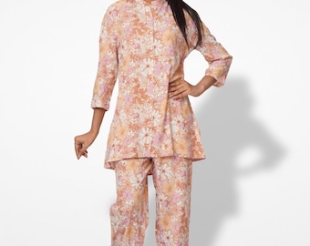 Women Floral Print AOP Co-Ord Set with Luxury Details