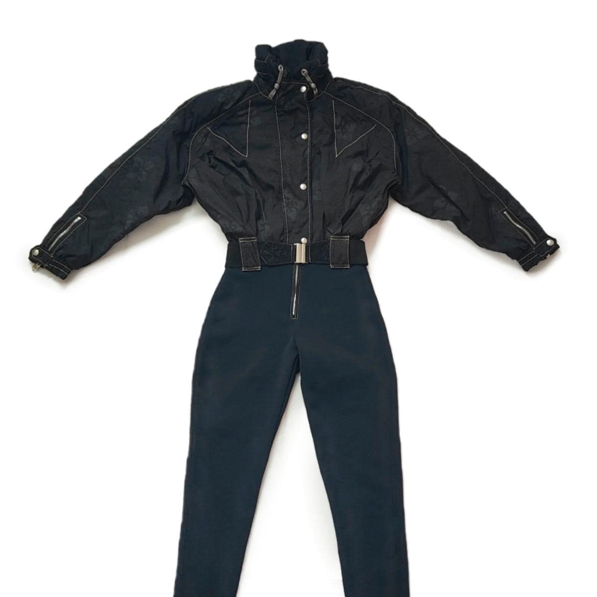 Combinaison De Ski Vintage Descente Années 80 - Taille 8 Violet - Capuche Et Ceinture - Occasion Bon État